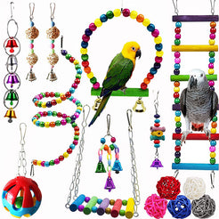 Bird Toy Set Bird Cage Accessories Swing Ladder Rattan Ball Bell String Cross-Border Hot-Selling Pet Toys Parerot Toys