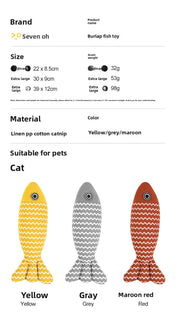 Cat Toy Catnip Extra Large Realistic Fish Self-Entertainment Boredom Relief Kitten Teasing Cat Teething Cat Burlap Fish Pet Toy