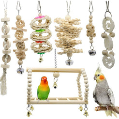 Bird Toy Set Bird Cage Accessories Swing Ladder Rattan Ball Bell String Cross-Border Hot-Selling Pet Toys Parerot Toys