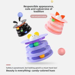 New Four-layer Candy Color Three-track Explosions Cat Turntable Educational Interactive Cat Toy Multi-color Boring Amusement Plate