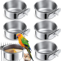 Bird Food Jar Food Cup Stainless Parrot Starling Myna Bird Feeder Anti-Chewing Bird Supplies Utensils Food Box