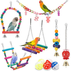 Bird Toy Set Cross-Border Hot-Selling Bird Supplies Chewing Pulling Boredom-Relief Bird Toys Ladder Swing Parrot Toys