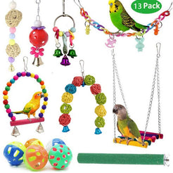 Bird Toy Set Cross-Border Hot-Selling Bird Supplies Chewing Pulling Boredom-Relief Bird Toys Ladder Swing Parrot Toys