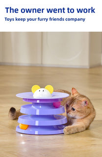New Four-layer Candy Color Three-track Explosions Cat Turntable Educational Interactive Cat Toy Multi-color Boring Amusement Plate
