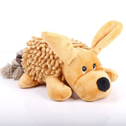 Pet Plush Toy Lying Cartoon Animal Rope Tail Sound Interactive Educational Dog Toy Wholesale - PetxClub
